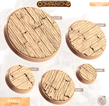 3D Printed Cast n Play Wood Bases Companion's Bases - Starter Pack Companions 28mm 32mm D&D (Online Only)