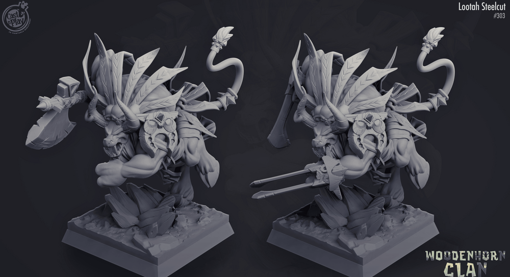3D Printed Cast n Play Woodenhorn Clan - Lootah Steelcut 28mm 32mm D&D (Online Only)