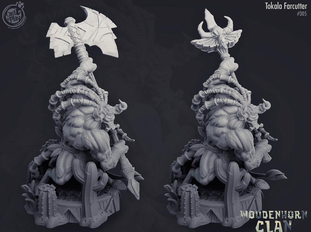 3D Printed Cast n Play Woodenhorn Clan - Tokala Farcutter 28mm 32mm D&D (Online Only)