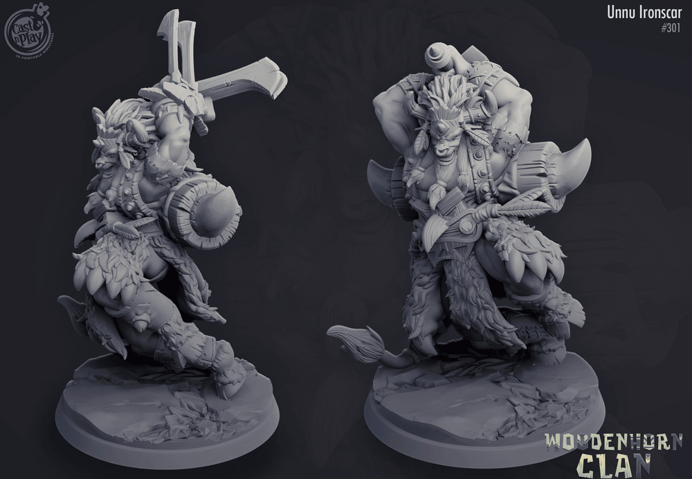 3D Printed Cast n Play Woodenhorn Clan - Unnu Ironscar 28mm 32mm D&D (Online Only)