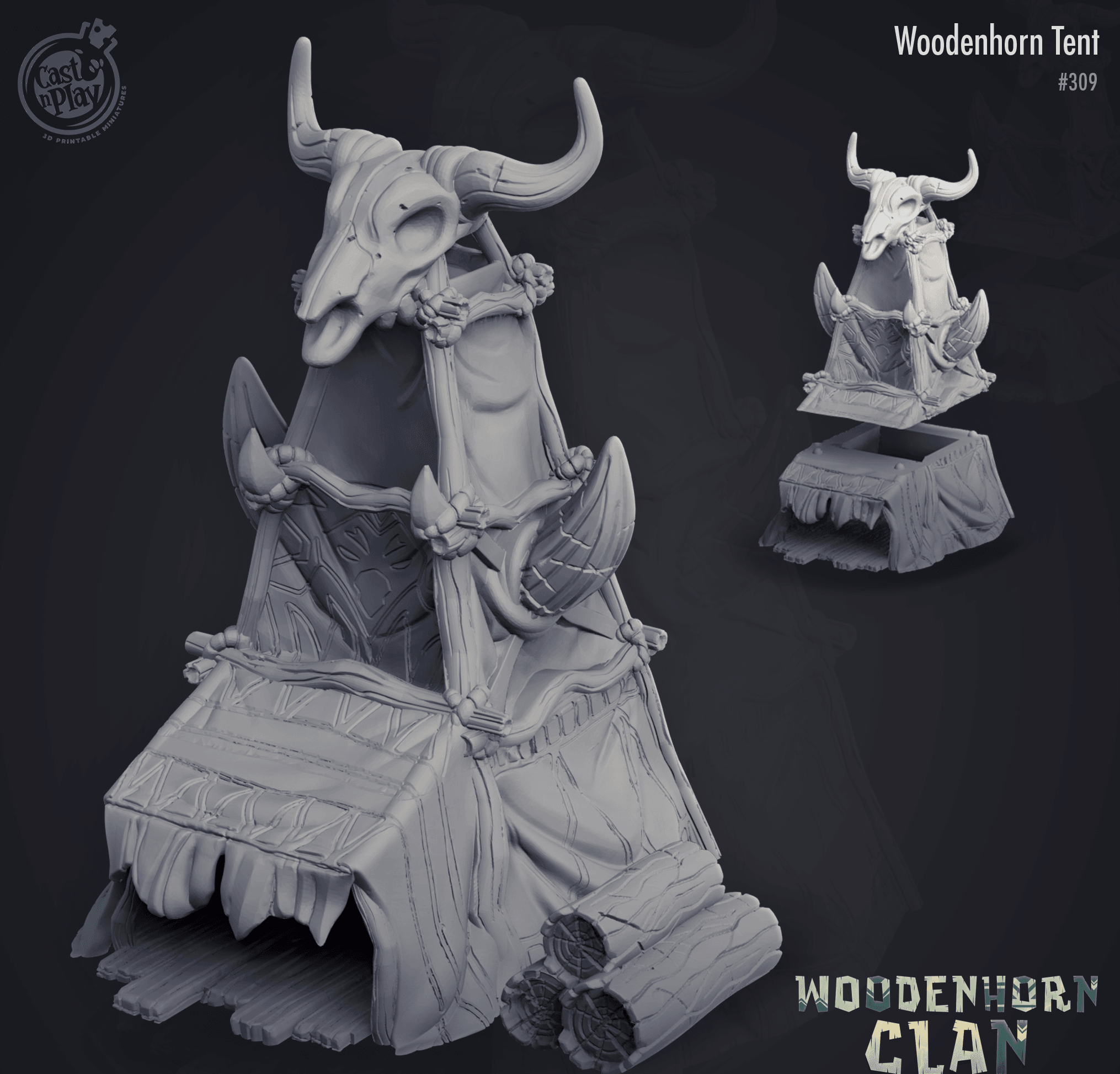 3D Printed Cast n Play Woodenhorn Clan - Woodenhorn Tents 28mm 32mm D&D (Online Only)