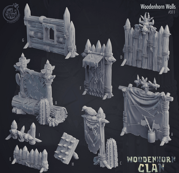 3D Printed Cast n Play Woodenhorn Clan - Woodenhorn Walls 28mm 32mm D&D (Online Only)