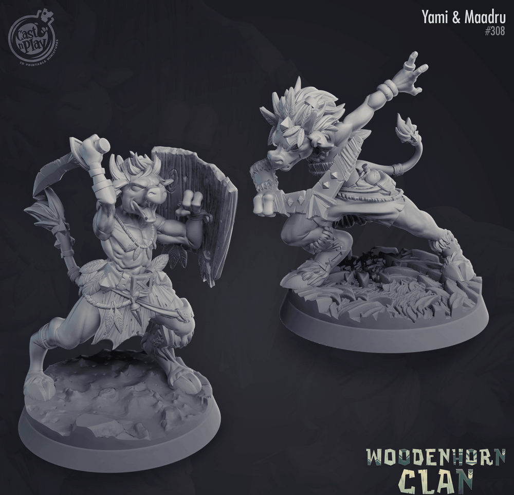 3D Printed Cast n Play Woodenhorn Clan - Yami and Maadru Minotaurs 28mm 32mm D&D (Online Only)