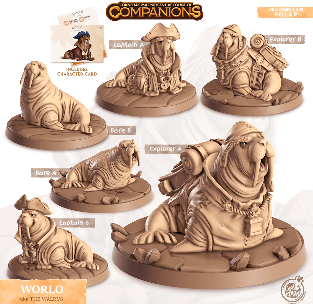 3D Printed Cast n Play Worlo - Walrus Companions 28mm 32mm D&D (Online Only)