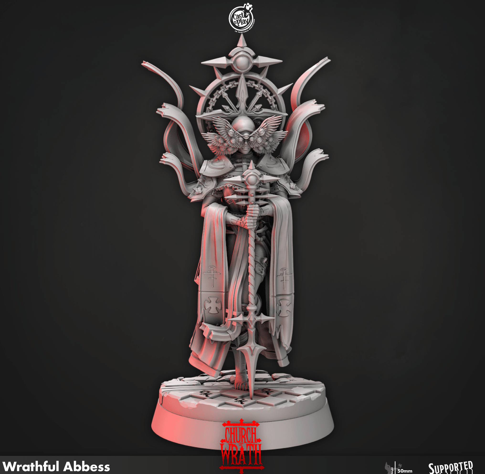 3D Printed Cast n Play Wrathful Abbess Church of Wrath 28mm 32mm D&D (Online Only)
