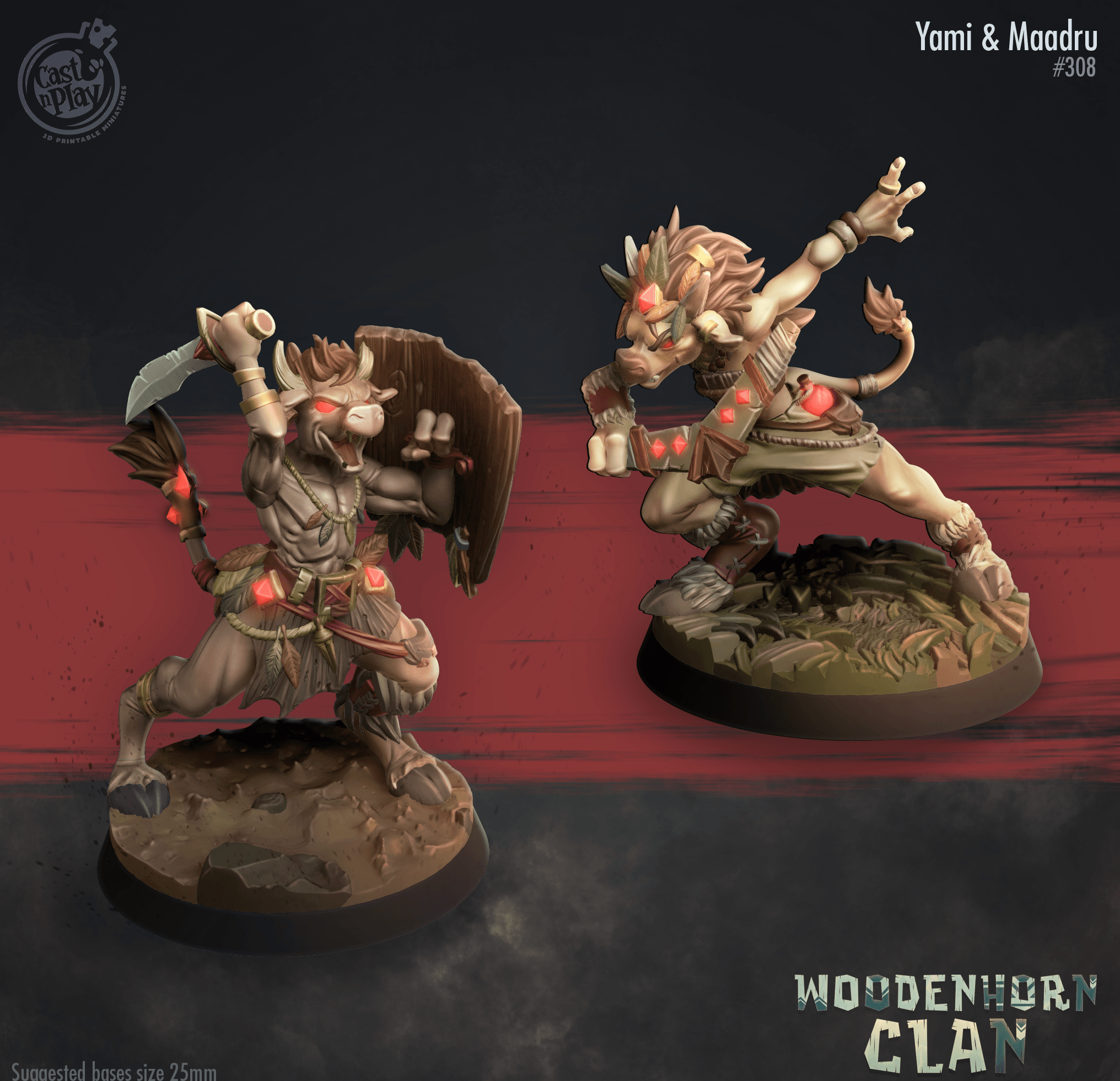 3D Printed Cast n Play Yami and Maadru Woodenhorn Clan 28mm 32mm D&D (Online Only)