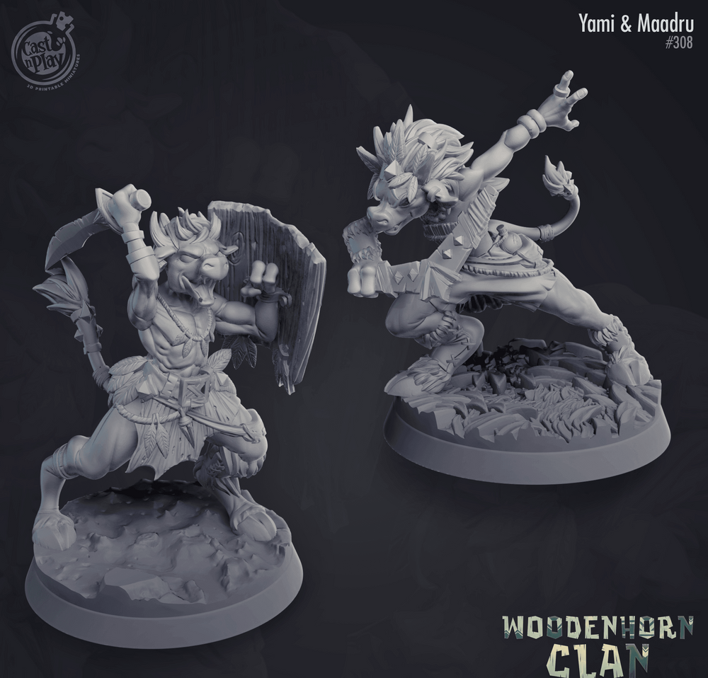 3D Printed Cast n Play Yami and Maadru Woodenhorn Clan 28mm 32mm D&D (Online Only)