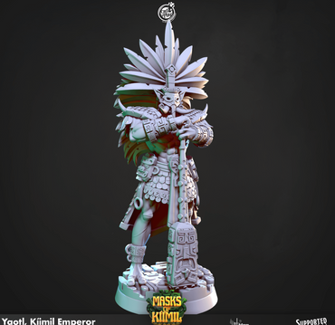 3D Printed Cast n Play Yaotl, Kíimil Emperor Masks of Kiimil 28 32mm D&D (Online Only)