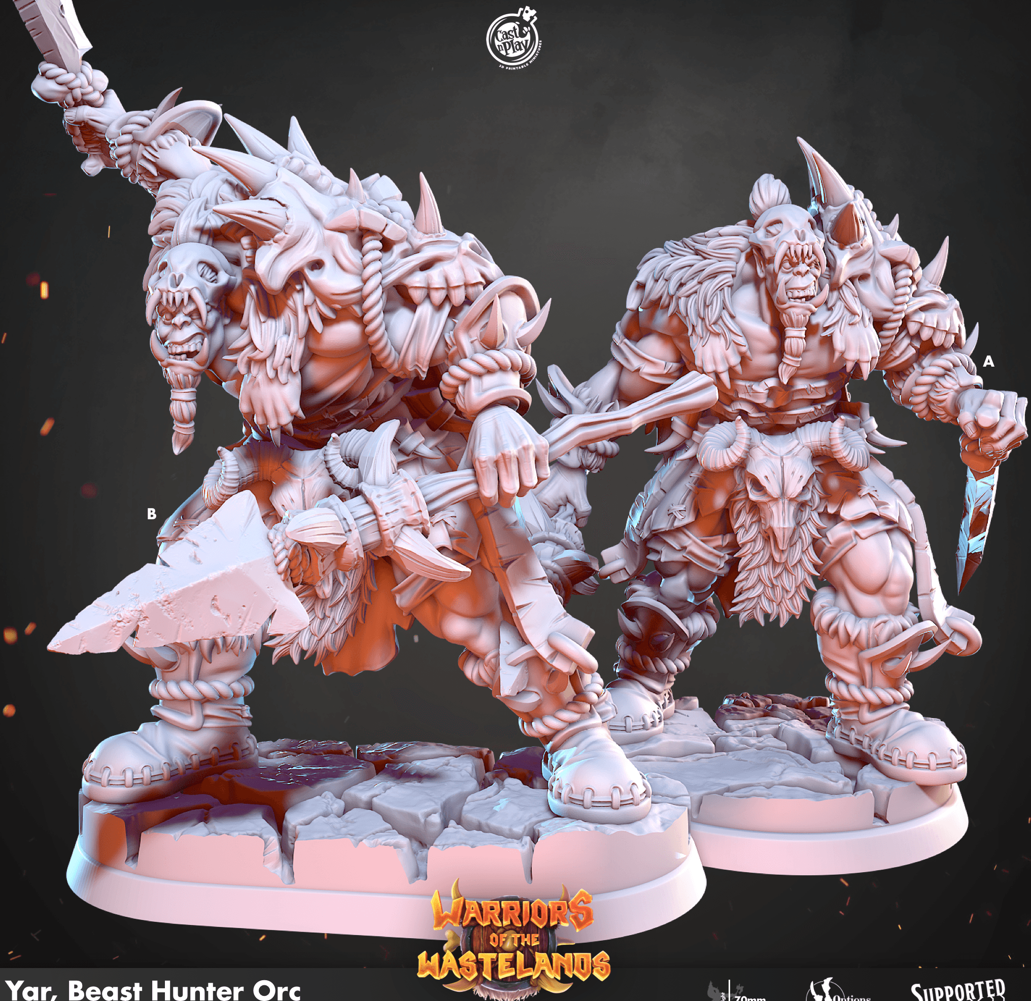 3D Printed Cast n Play Yar Beast Hunter Orc Warriors of the Wastelands 28mm 32mm D&D (Online Only)