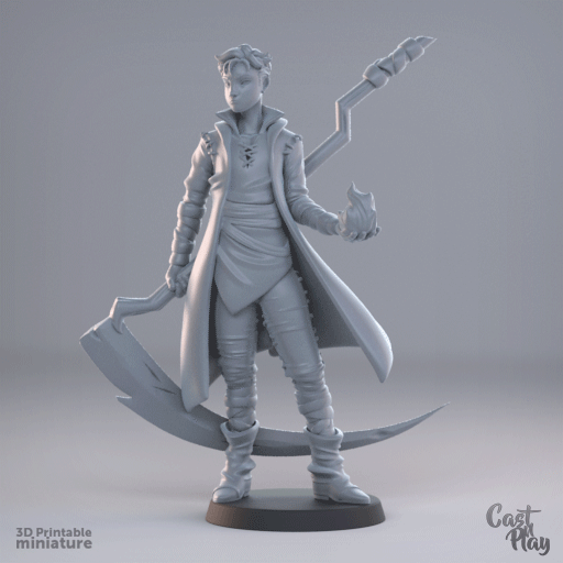 3D Printed Cast n Play Young Fire Wizard 28mm 32mm D&D (Online Only)
