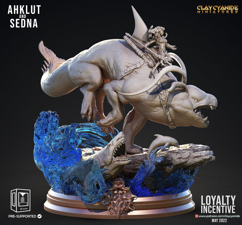 3D Printed Clay Cyanide Akhlut and Sedna Maori Mythos 28mm-32mm Ragnarok D&D (Online Only)