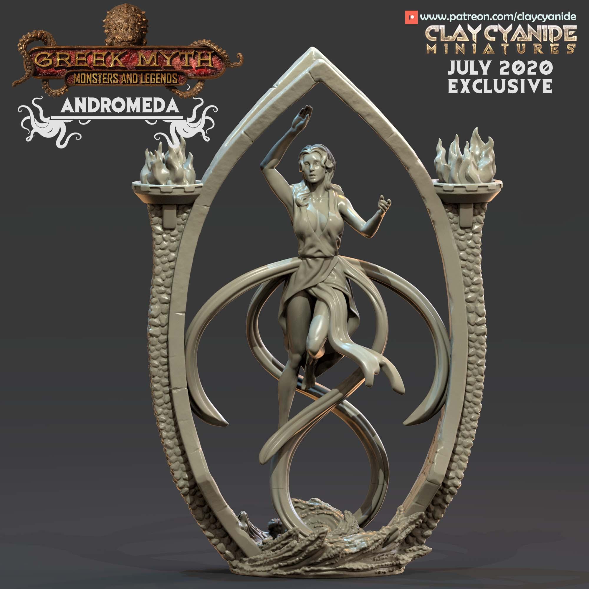 3D Printed Clay Cyanide Andromeda Greek Mythology Part 2 28 32 mm D&D (Online Only)