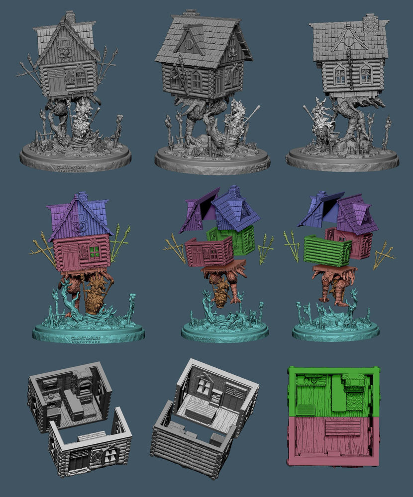 3D Printed Clay Cyanide Baba Yaga's Hut 28mm-32mm Ragnarok D&D (Online Only)