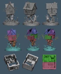 3D Printed Clay Cyanide Baba Yaga's Hut 28mm-32mm Ragnarok D&D (Online Only)