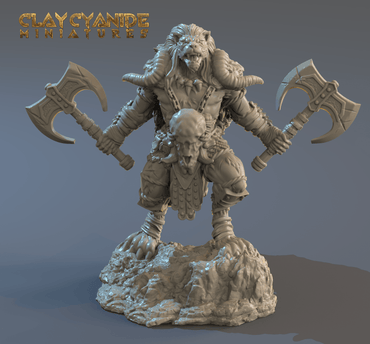 3D Printed Clay Cyanide Barbarian Lion-Man 28mm-32mm Ragnarok D&D (Online Only)