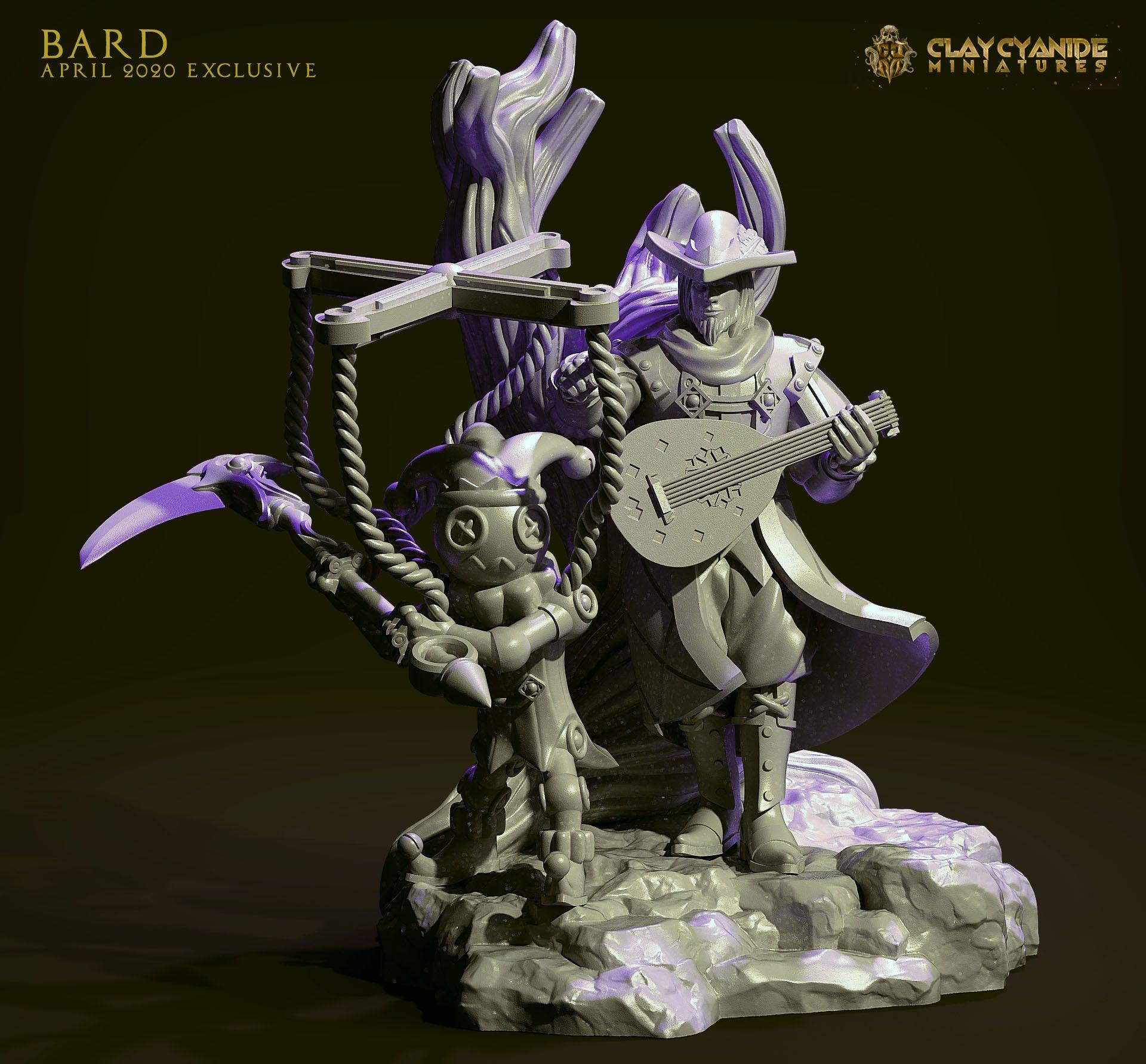 3D Printed Clay Cyanide Bard 28mm-32mm Ragnarok D&D (Online Only)