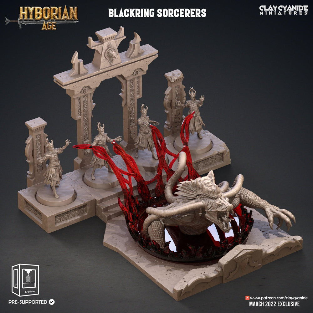3D Printed Clay Cyanide Blackring Sorcerers Set Hyborean Age 28mm -32mm Ragnarok D&D (Online Only)