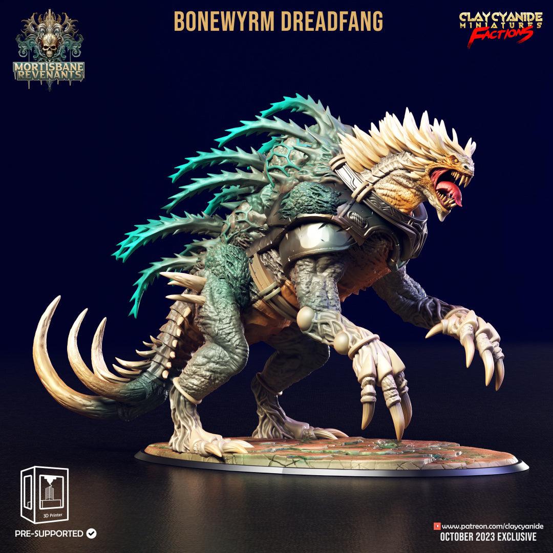 3D Printed Clay Cyanide Bonewyrm Dreadfang Mortisbane Revenants 28 32 mm D&D (Online Only)