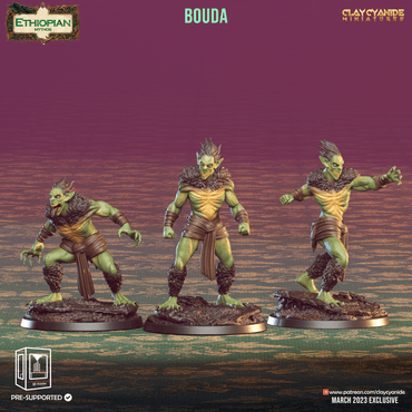 3D Printed Clay Cyanide Bouda Ethiopian Mythos 28 32 mm D&D (Online Only)