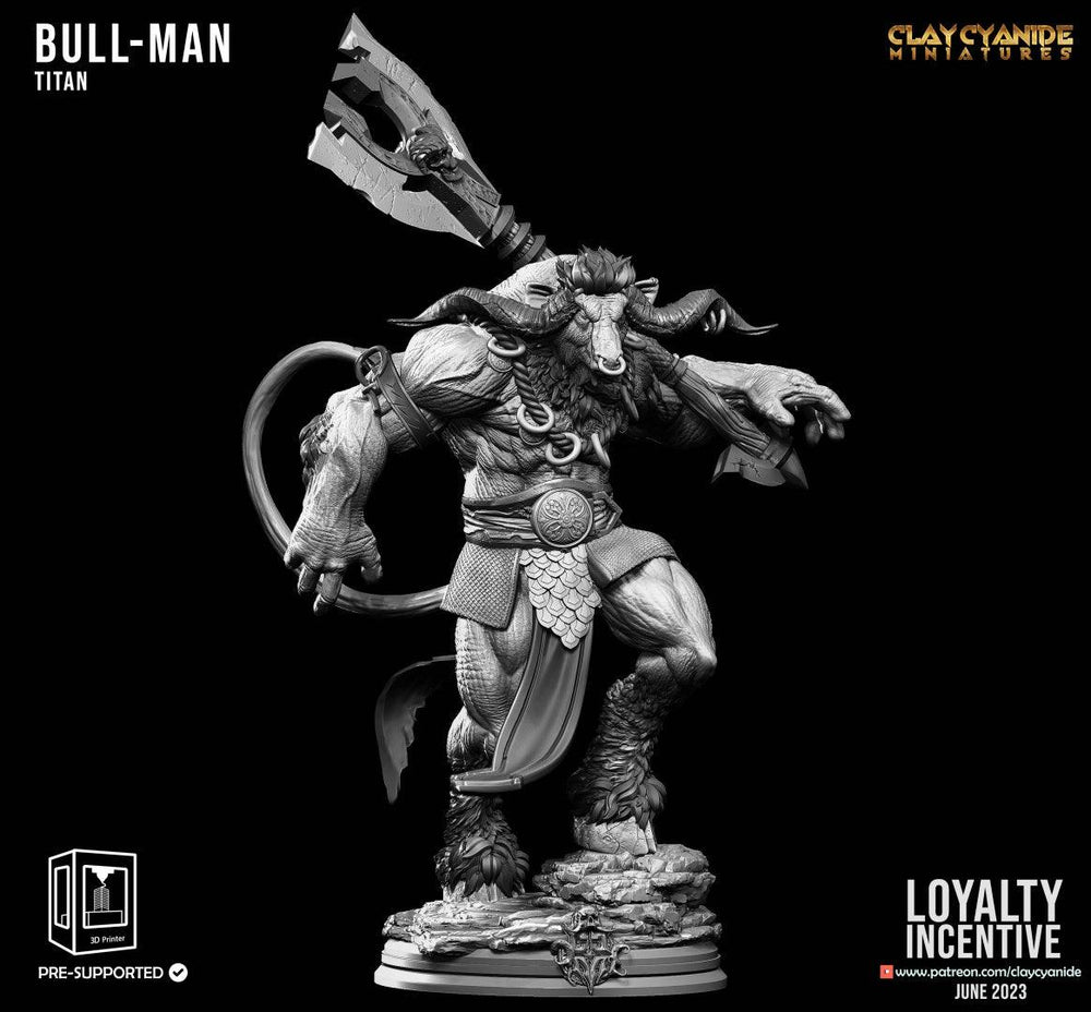 3D Printed Clay Cyanide Bull Man Titan 28 32 mm D&D (Online Only)