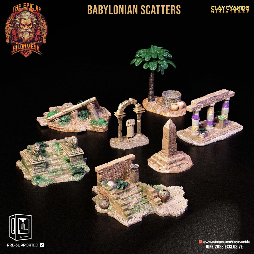 3D Printed Clay Cyanide Epic of Gilgamesh Set Babylonian Scatter Terrain 28 32 mm D&D (Online Only)