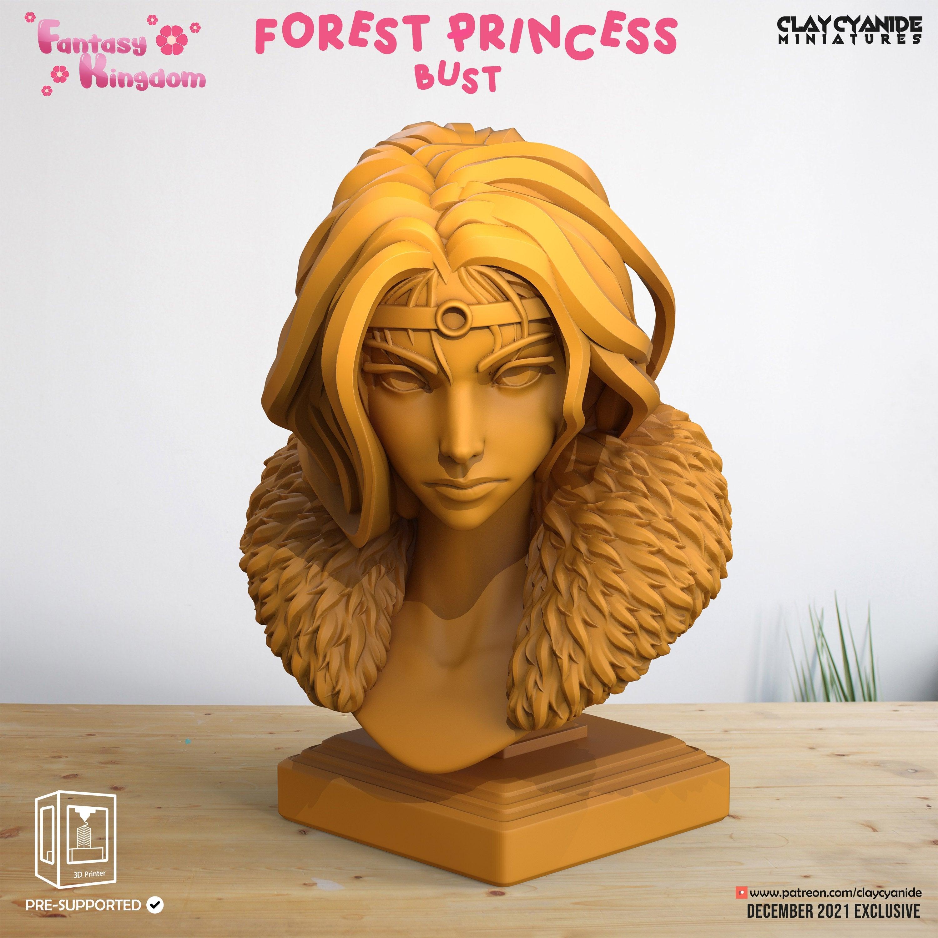 3D Printed Clay Cyanide Fantasy Kingdom - Forest Princess Bust 28mm 32mm D&D (Online Only)