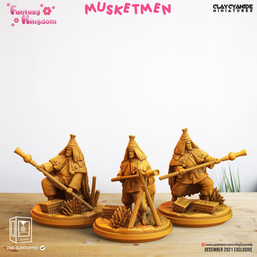 3D Printed Clay Cyanide Fantasy Kingdom - Musketmen 28mm 32mm D&D (Online Only)