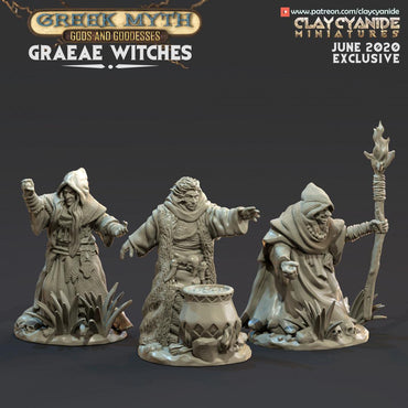 3D Printed Clay Cyanide Graeae Witches Greek Myth Gods and Goddesses Ragnarok D&D (Online Only)