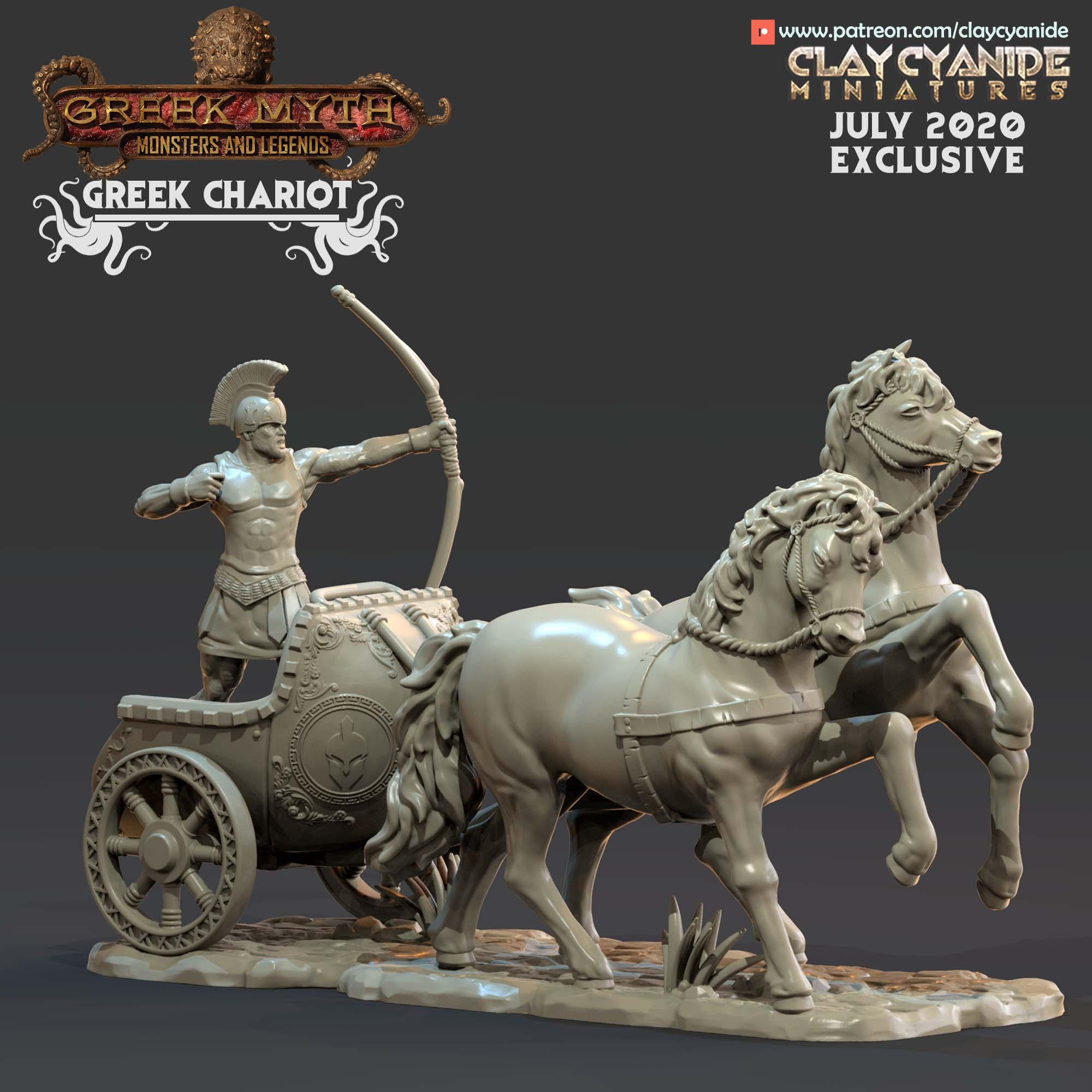 3D Printed Clay Cyanide Greek Chariot Greek Mythology Part 2 28 32 mm D&D (Online Only)