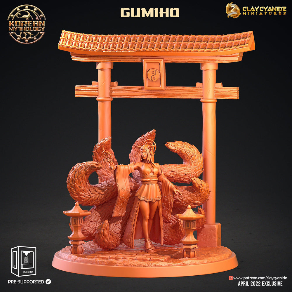 3D Printed Clay Cyanide Gumiho Nine Tails Korean Mythology Ragnarok D&D (Online Only)