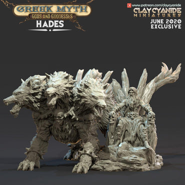 3D Printed Clay Cyanide Hades and Cerberus Greek Myth Ragnarok D&D (Online Only)