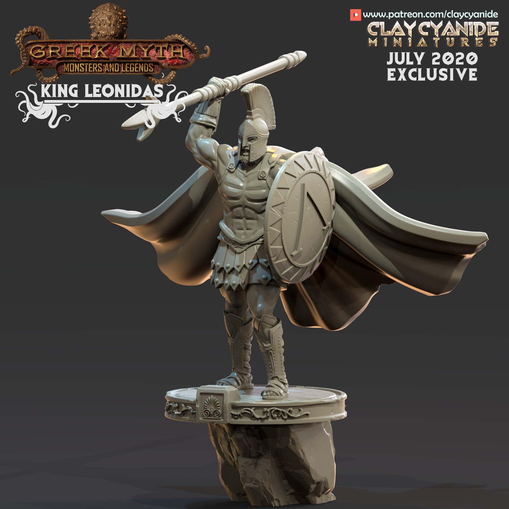 3D Printed Clay Cyanide King Leonidas Greek Mythology Part 2 28 32 mm D&D (Online Only)