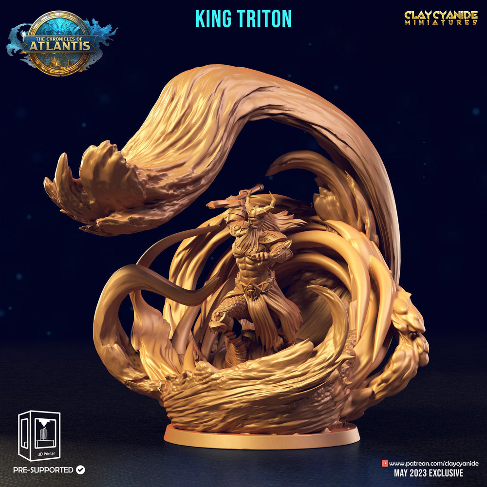 3D Printed Clay Cyanide King Triton The Chronicles of Atlantis 28 32 mm D&D (Online Only)