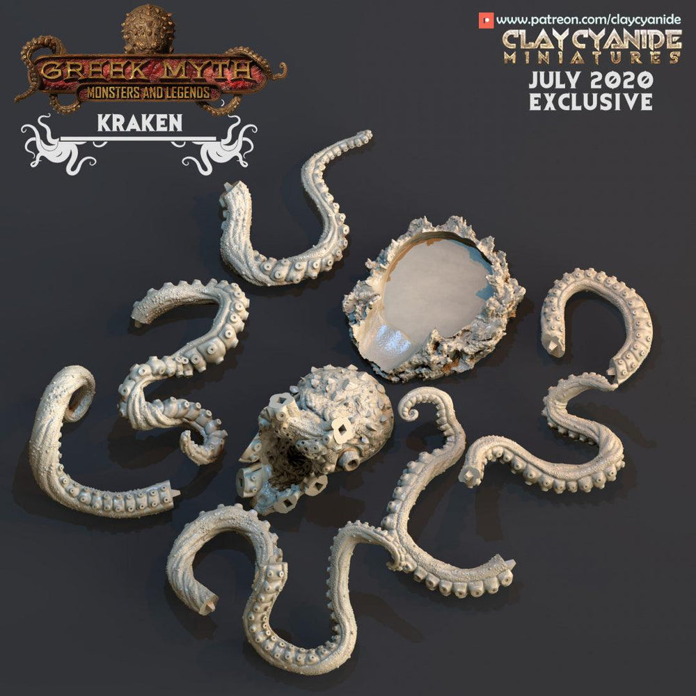 3D Printed Clay Cyanide Kraken Greek Mythology Part 2 28 32 mm D&D (Online Only)