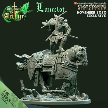 3D Printed Clay Cyanide Lancelot Riding The Legend of King Arthur Ragnarok D&D (Online Only)
