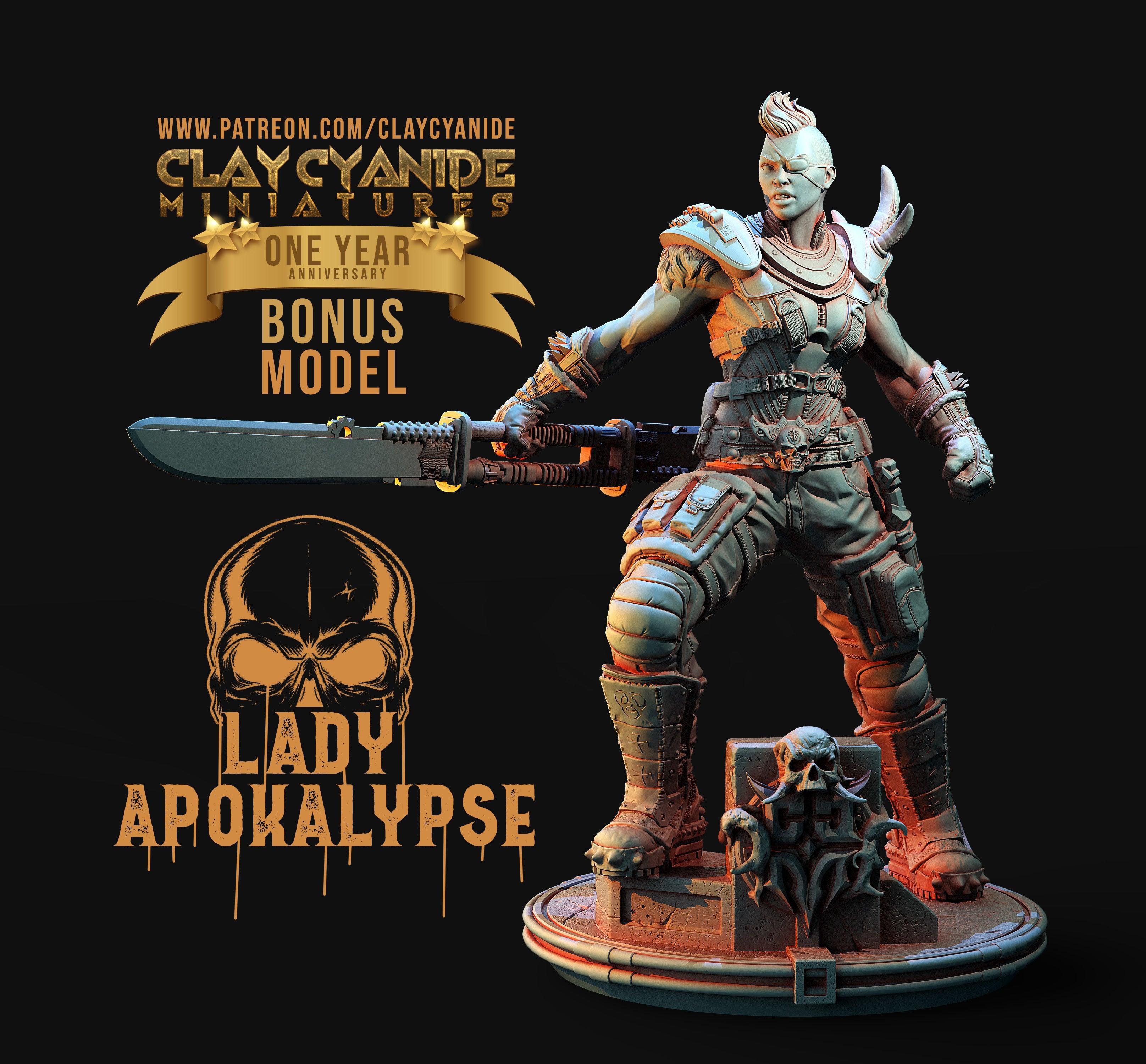 3D Printed Clay Cyanide Large Figure Lady Apokalypse Ragnarok D&D (Online Only)