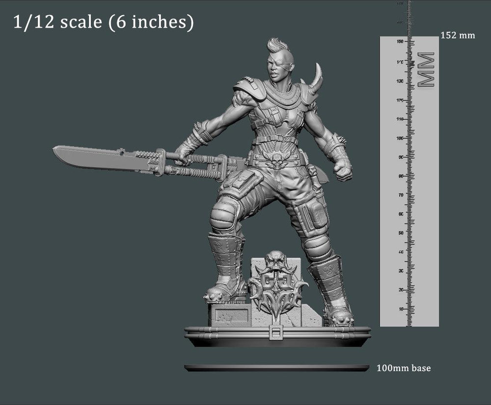 3D Printed Clay Cyanide Large Figure Lady Apokalypse Ragnarok D&D (Online Only)