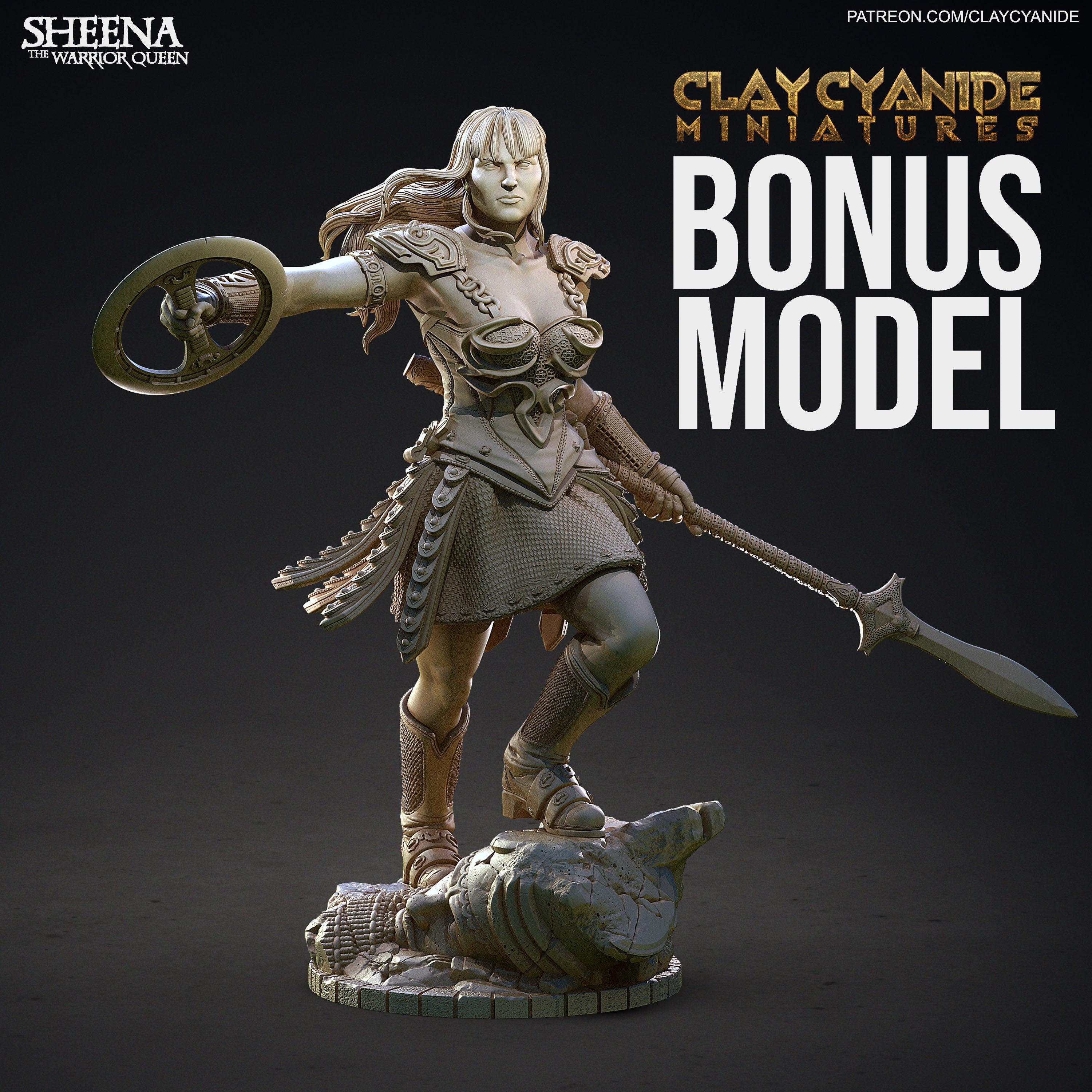 3D Printed Clay Cyanide Large Figure Sheena, Warrior Queen Ragnarok D&D (Online Only)