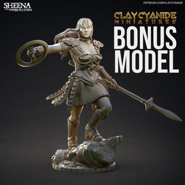 3D Printed Clay Cyanide Large Figure Sheena, Warrior Queen Ragnarok D&D (Online Only)
