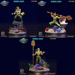 3D Printed Clay Cyanide Merman Lancers The Chronicles of Atlantis 28 32 mm D&D (Online Only)