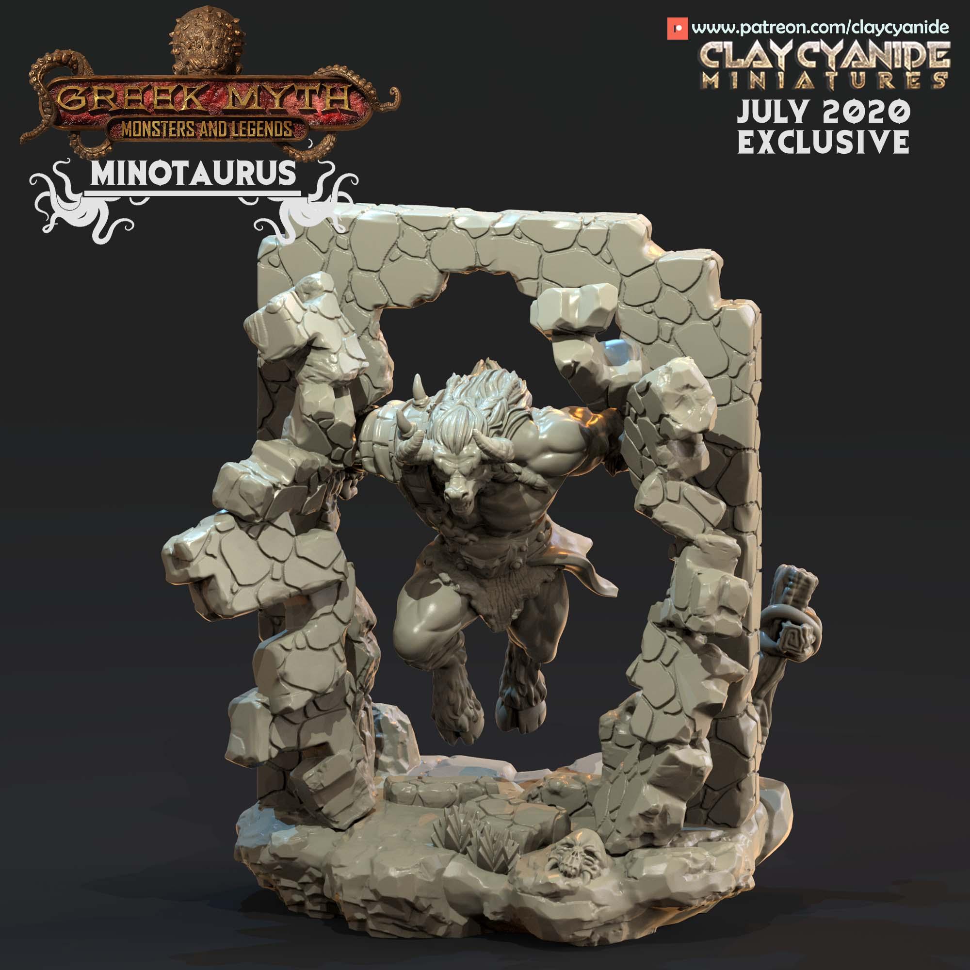 3D Printed Clay Cyanide Minotaurus Greek Mythology Part 2 28 32 mm D&D (Online Only)