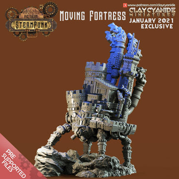 3D Printed Clay Cyanide Moving Fortress Victorian Steampunk Ragnarok D&D (Online Only)