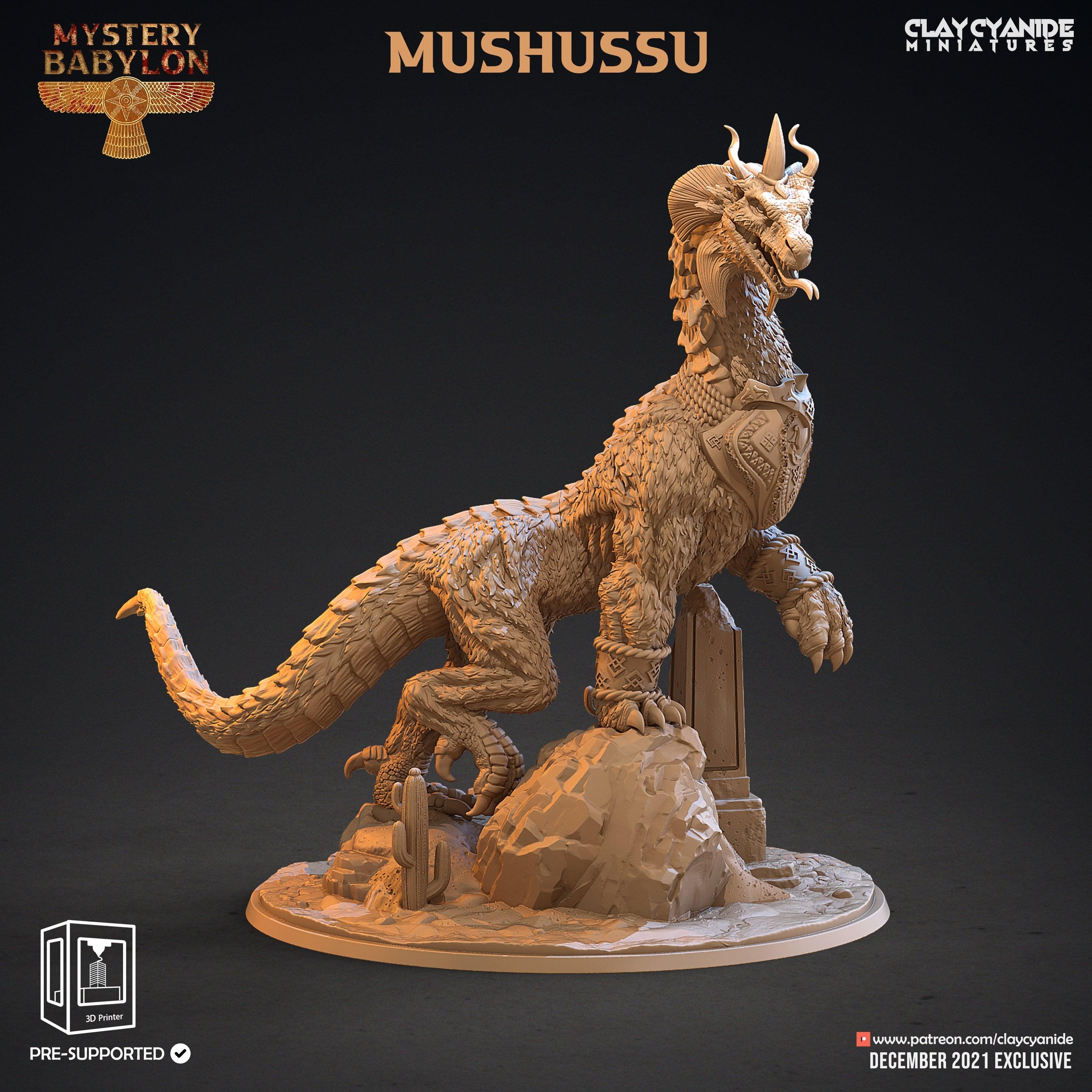 3D Printed Clay Cyanide Mystery Babylon - Mushussu 28mm 32mm D&D (Online Only)