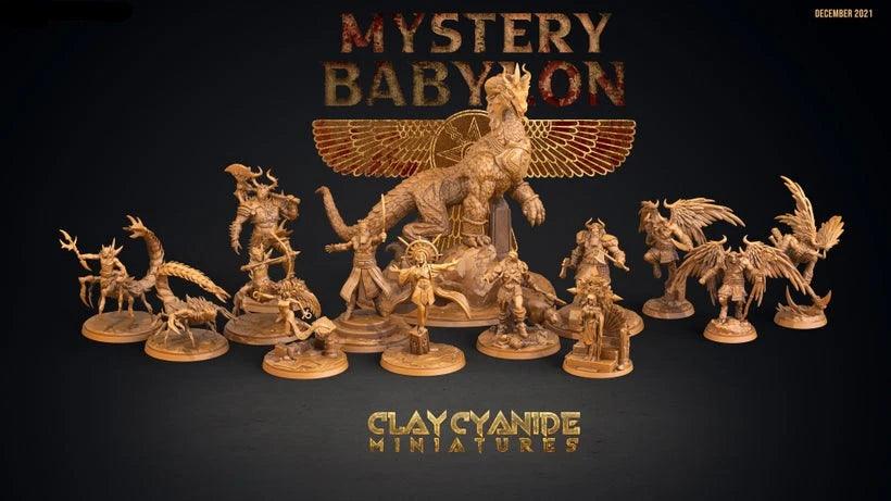3D Printed Clay Cyanide Mystery Babylon - Winged Bull Men 28mm 32mm D&D (Online Only)