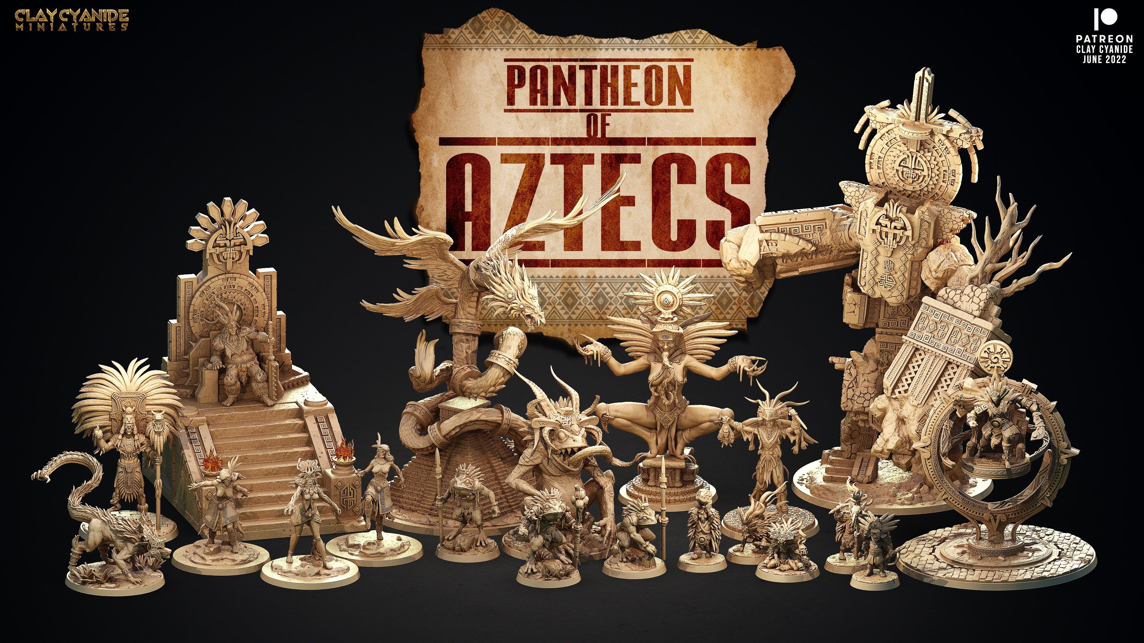 3D Printed Clay Cyanide Pantheon Of Aztecs Set Ragnarok D&D (Online Only)