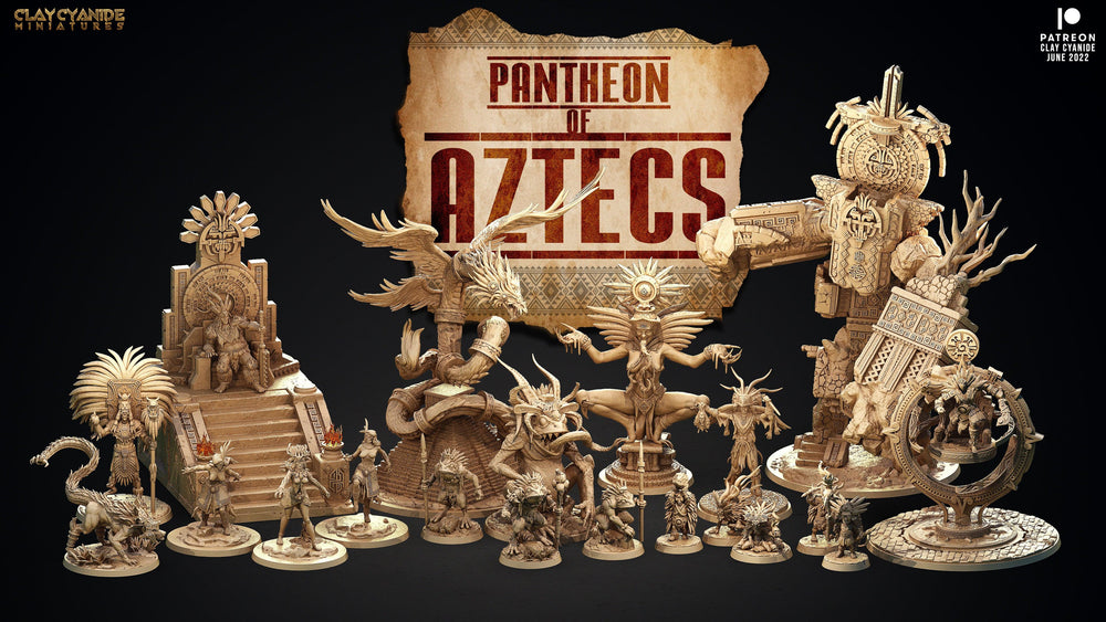 3D Printed Clay Cyanide Pantheon Of Aztecs Set Ragnarok D&D (Online Only)