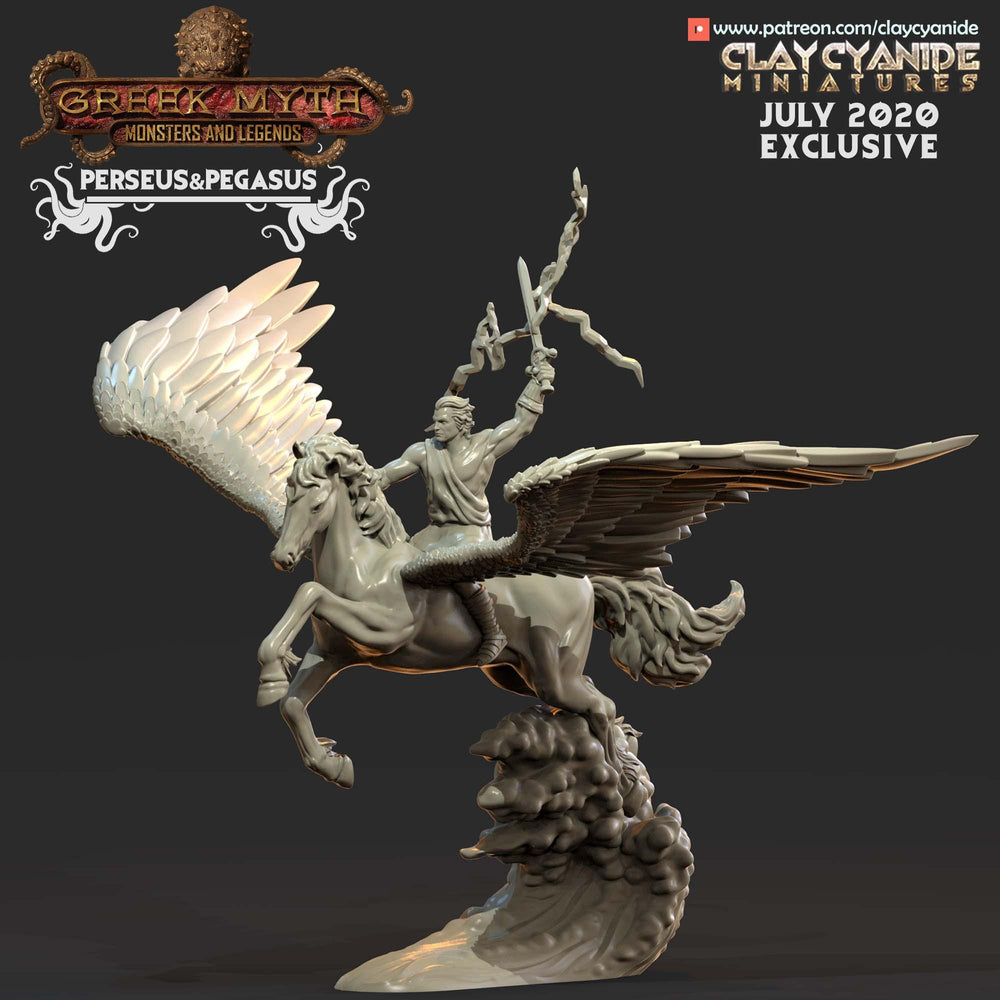 3D Printed Clay Cyanide Perseus and Pegasus Greek Mythology Part 2 28 32 mm D&D (Online Only)