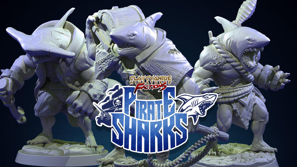 3D Printed Clay Cyanide Pirate Sharks Factions Tribes Wargrounds Ragnarok D&D (Online Only)