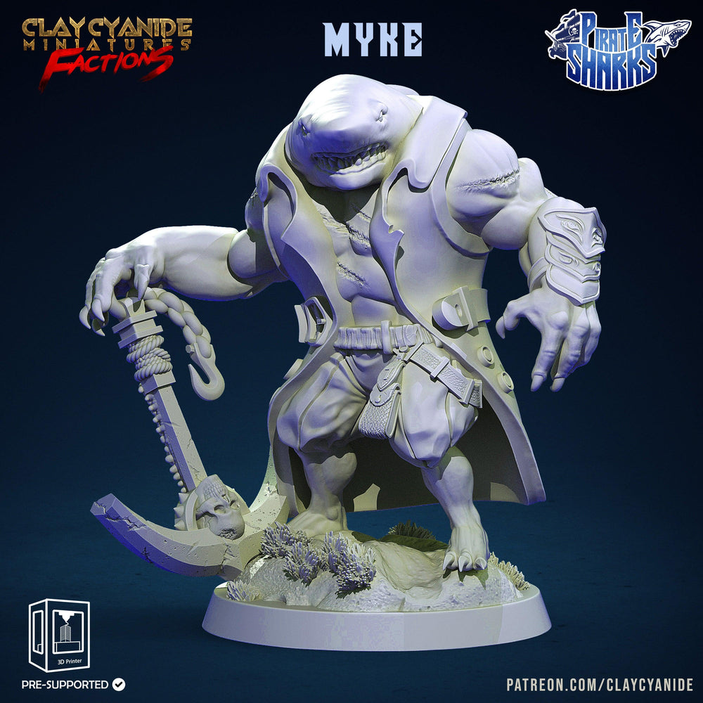 3D Printed Clay Cyanide Pirate Sharks Factions Tribes Wargrounds Ragnarok D&D (Online Only)