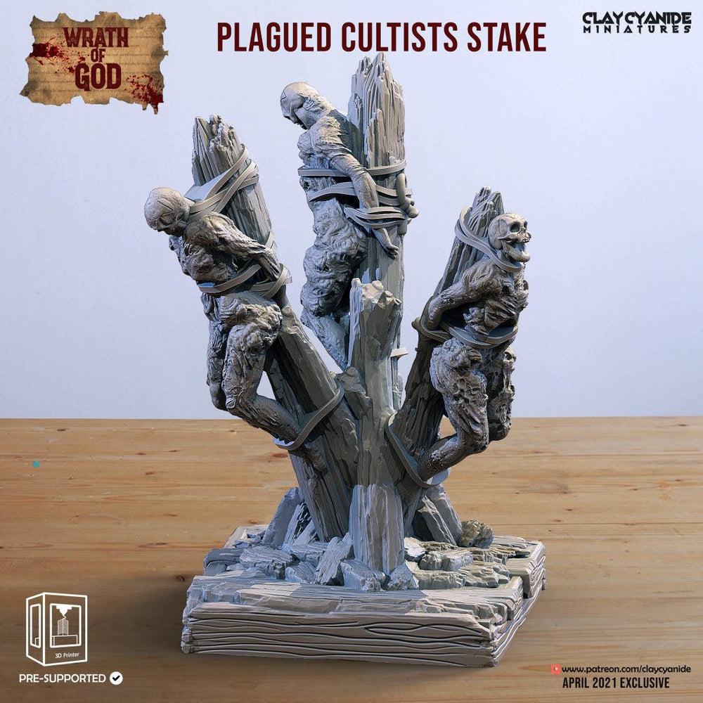 3D Printed Clay Cyanide Plagued Cultists Stake Wrath of Gods Ragnarok D&D (Online Only)
